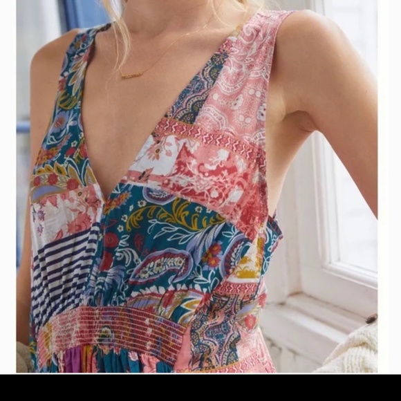 Anthropologie Magnolia Ruffled Mixed Print Tank Dress size M - Picture 6 of 11